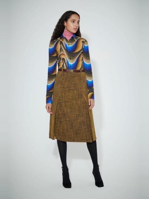 Victoria Beckham Tailored Skirt in Dark Brown-Yellow