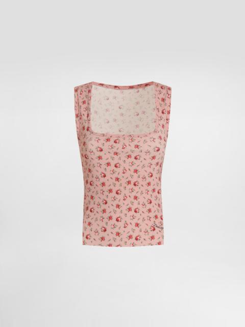 Dolce & Gabbana Small rose-print viscose tank top