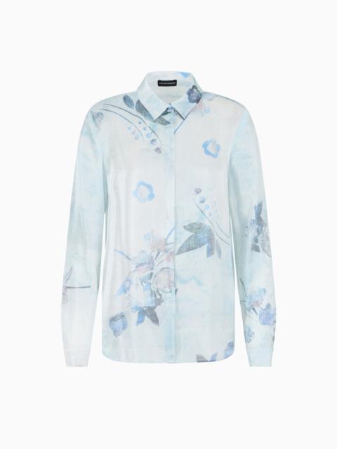 EMPORIO ARMANI SHIRT IN TRILOBAL FABRIC WITH BATIK FLOWER PRINT