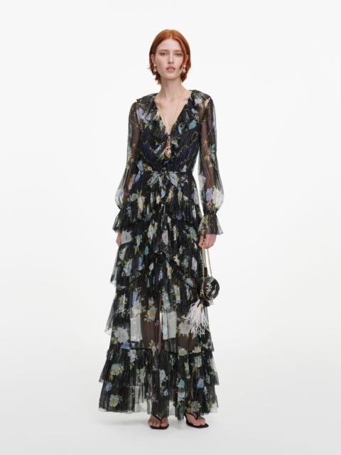 self-portrait Navy Floral Georgette Maxi Dress