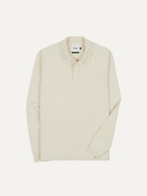 Drake's Ecru Pique Cotton Long-Sleeve Polo Shirt