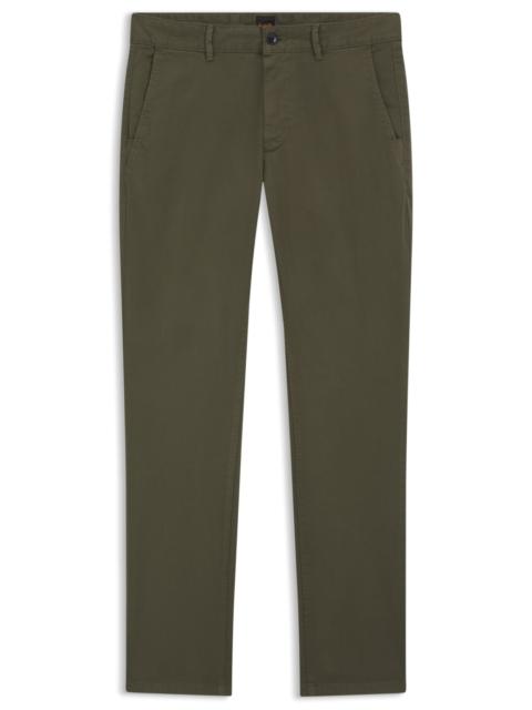 BOSS SLIM-FIT PANTS IN OVERDYED STRETCH SATIN