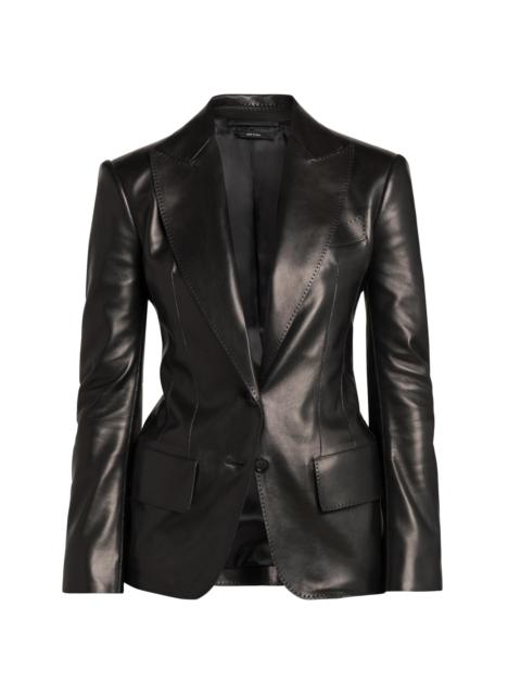 TOM FORD Women's Leather Peak Lapel Jacket - Black