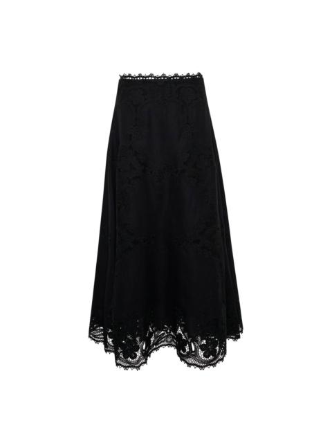 ULLA JOHNSON Fleur Linen Midi Skirt