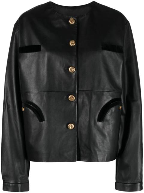 single-breasted leather jacket