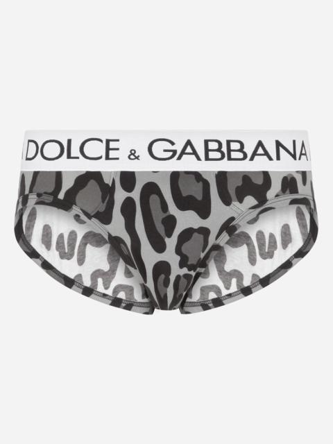 Dolce & Gabbana Two-way stretch cotton mid-rise briefs with leopard print