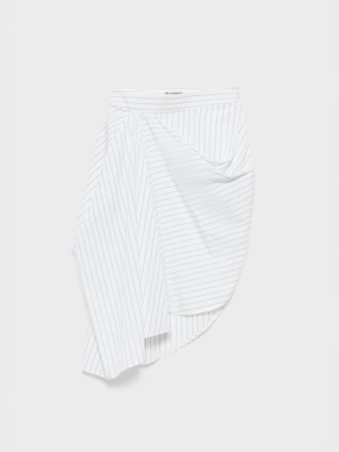JW Anderson WOMENS ASYMMETRIC DRAPED SKIRT IN WHITE & BLUE
