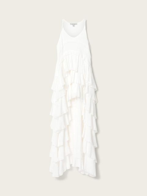 ALLSAINTS CAVARLY CREPE TIERED RUFFLE MAXI DRESS