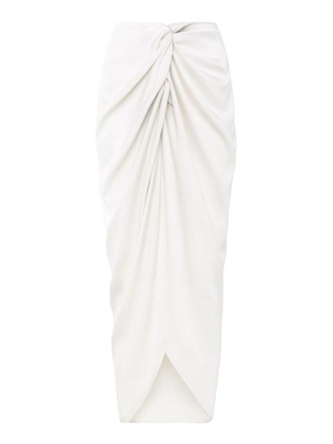 ANDRES OTALORA Cairo Twist-Front Cotton-Poplin Midi Skirt off-white