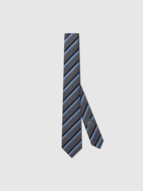 Horsebit striped silk jacquard tie