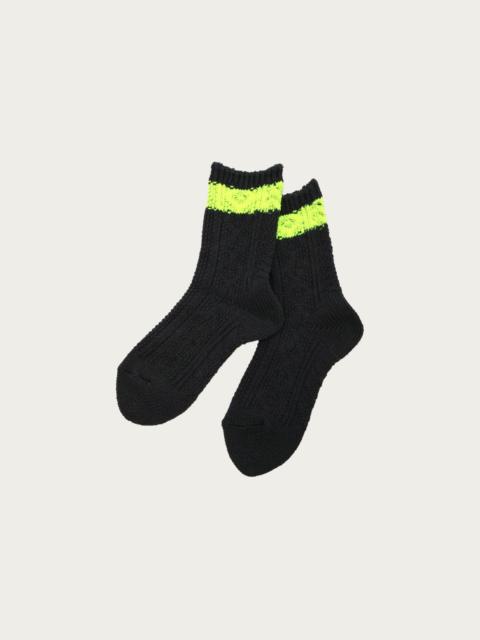 Kapital 56 Yarns Cable Knit Neon-Line Socks - Black