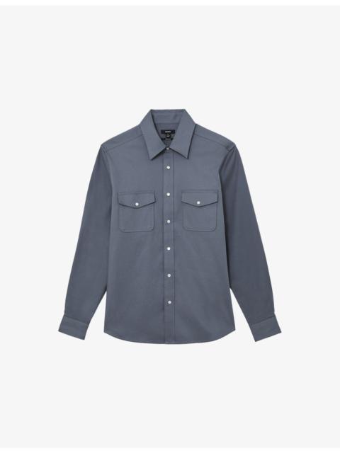 REISS Mcrae Patch-Pocket Stretch-Cotton Overshirt