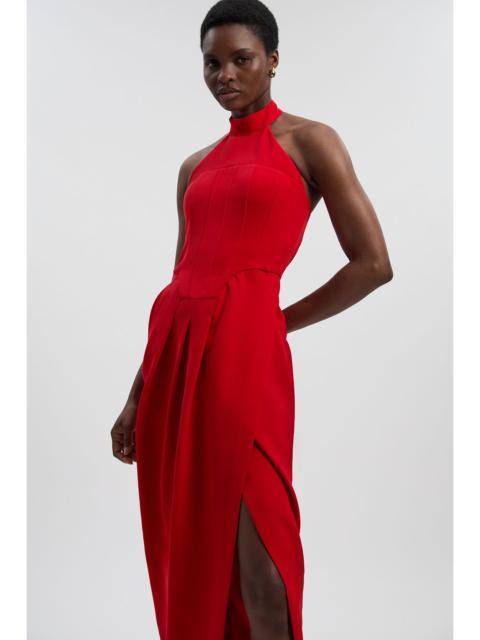KAREN MILLEN Soft Tailored Halter Neck Midi Dress
