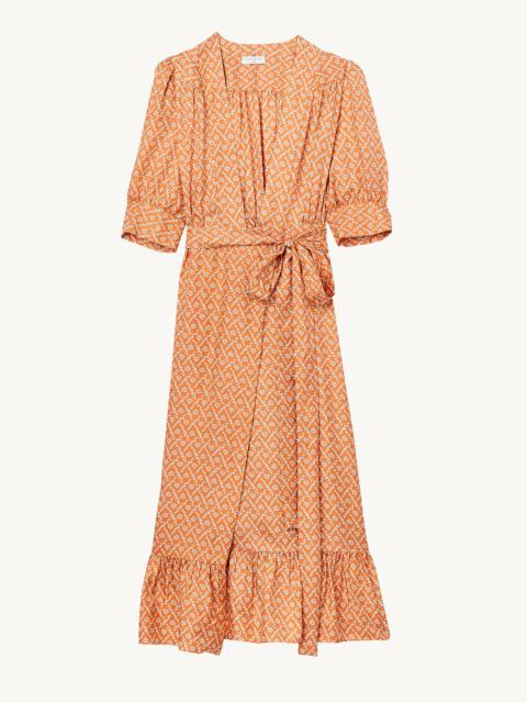 Sandro Long wrapover dress with heart print