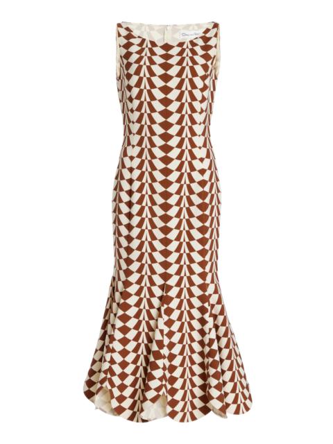 Oscar de la Renta Stretch-Wool Midi Dress brown