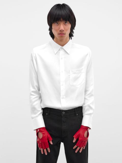 ERNEST W. BAKER Red Lamb Leather Fingerless Gloves