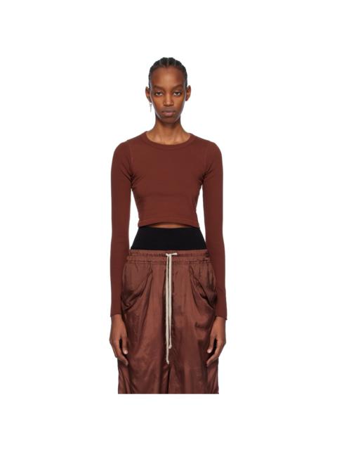 Brown Cropped Long Sleeve T-Shirt