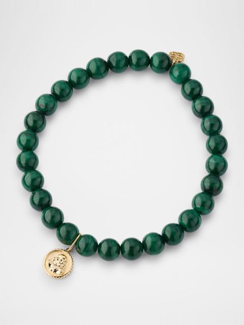 SYDNEY EVAN Malachite Bead Bracelet with Tiny Pavé Sitting Buddha Coin Charm