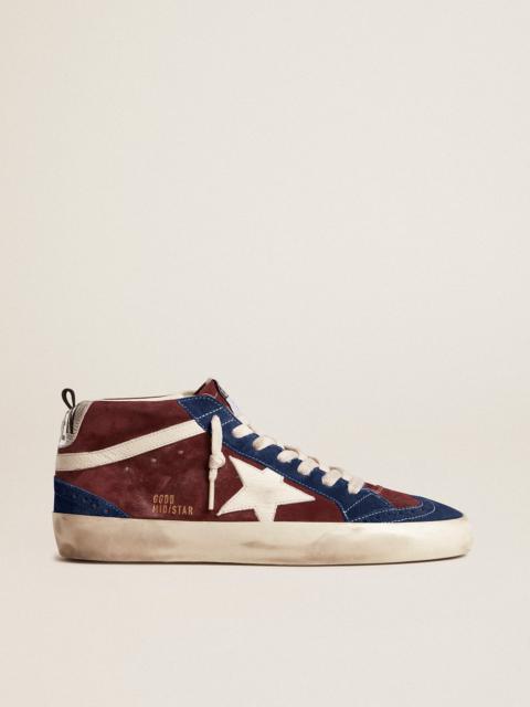 Mid Star in wine-red suede with white nappa star and flash