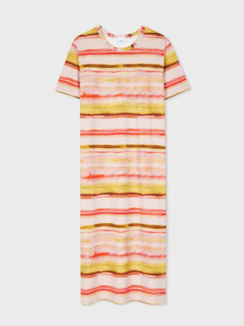 Women's Orange 'Sunray' Stripe Jersey T-Shirt Dress