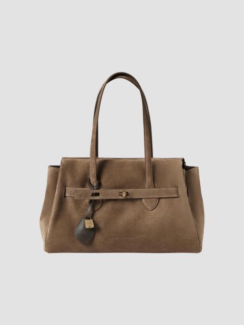 Brunello Cucinelli Women's Explorer Shoulder Bag in Suede - Bark