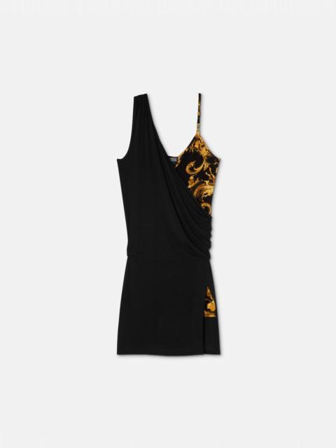 VERSACE JEANS COUTURE Printed Viscose Draped Midi Dress