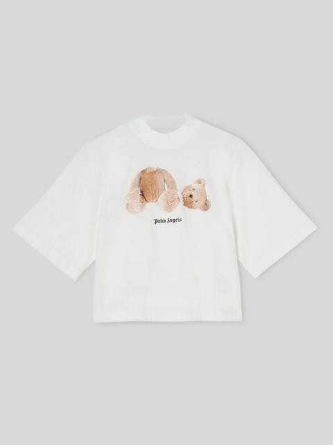 BEAR CROPPED WHITE T-SHIRT