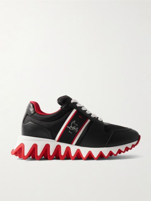 Christian Louboutin Nastroshark embroidered grosgrain-trimmed leather and shell sneakers Black