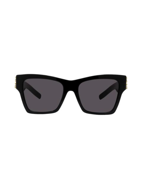 Plumeties 54mm Square Sunglasses in Shiny Black /Smoke