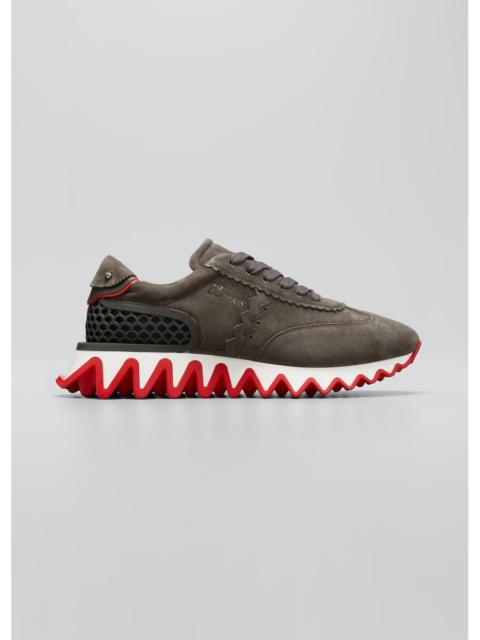 Christian Louboutin Men's Loubishark Flat Mixed-Media Red Sole Sneakers