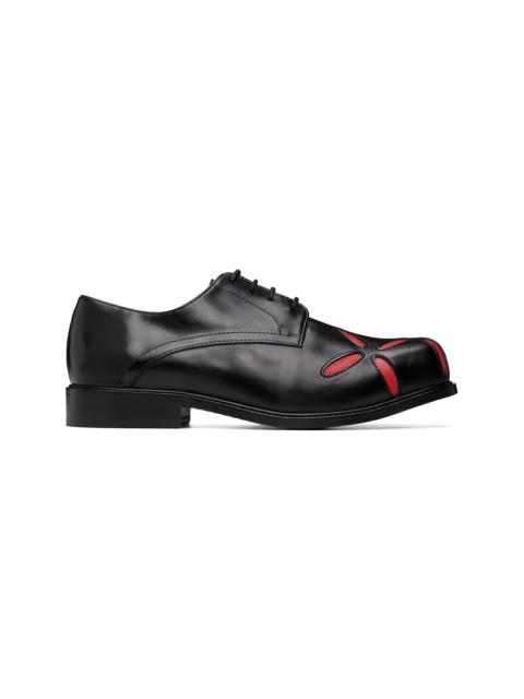 STEFAN COOKE Black Slashed Square Toe Derbys