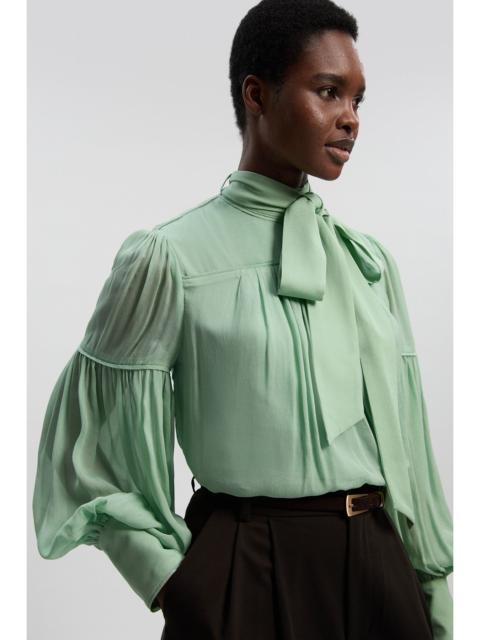 KAREN MILLEN Viscose Georgette Balloon Sleeve Woven Blouse