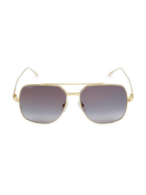 Cartier Women's Santos De 58MM Aviator Sunglasses - Grey Gold