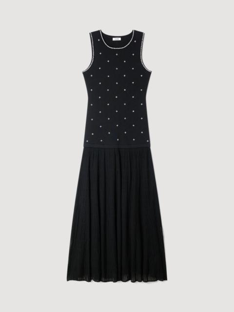 Sandro RHINESTONE FLOWER PRINT MAXI DRESS