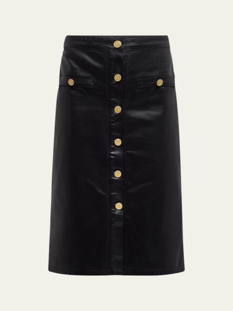 L'AGENCE Exclusive Landry Button-Front Midi Skirt