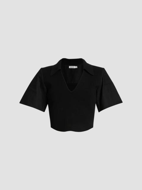 SIMKHAI Women's Lizzie Linen-Blend Short-Sleeve Top - Black