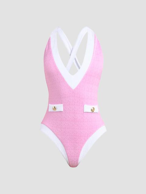 L'AGENCE Women's Colorblock Chic Lisa Plunge One-Piece Swimsuit - Blush