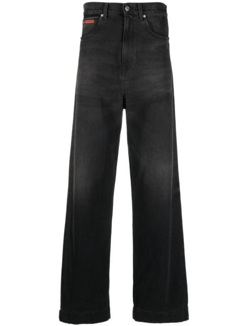 logo-patch wide-leg jeans