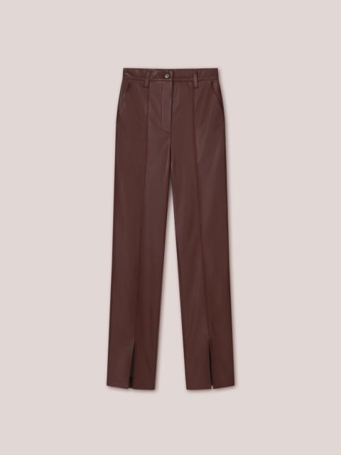 MASA - Split front OKOBOR™ alt-leather slim leg pants - Plum chutney