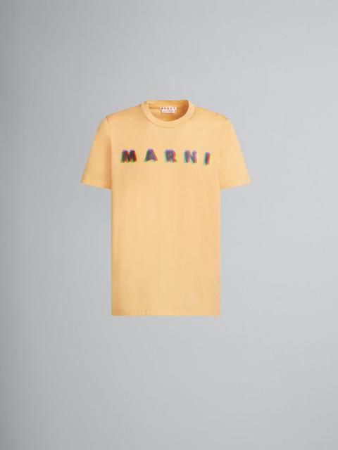 Marni ORANGE COTTON T-SHIRT WITH 3D MARNI PRINT