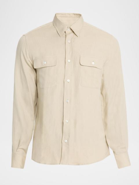 Ralph Lauren Men's Silk and Linen Button-Down Shirt
