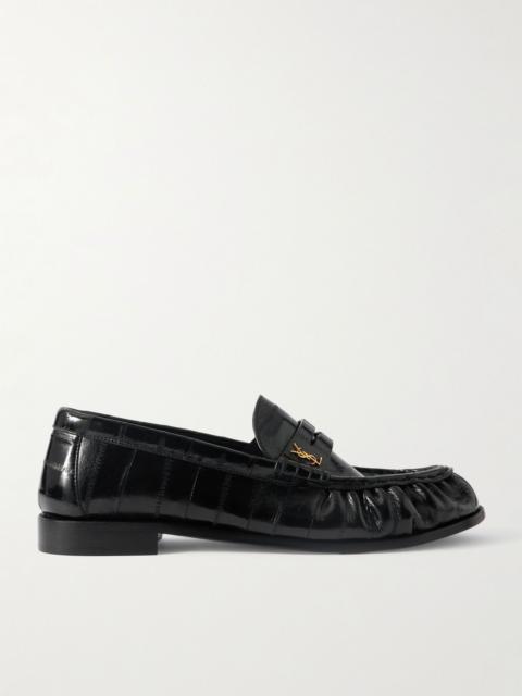 SAINT LAURENT Le Loafer Monogram Logo-Appliquéd Eel Penny Loafers Black