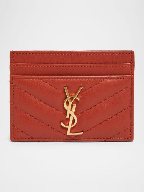 SAINT LAURENT YSL Monogram Card Case in Quilted Smooth Leather