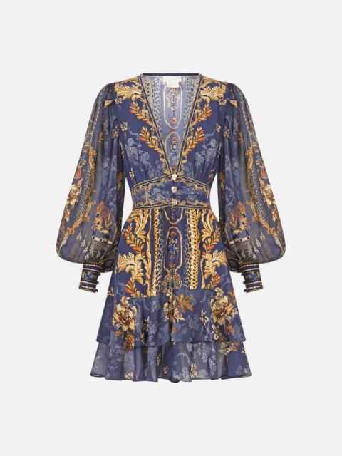 CAMILLA BUTTON FRONT FRILL DRESS CLOAKED IN BAROQUE
