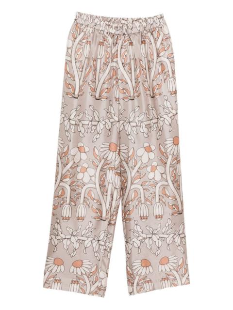 BIYAN floral-print silk trousers