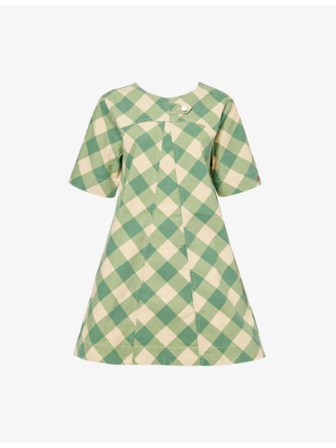 DAMSON MADDER. Bridget Gingham Cotton Mini Dress