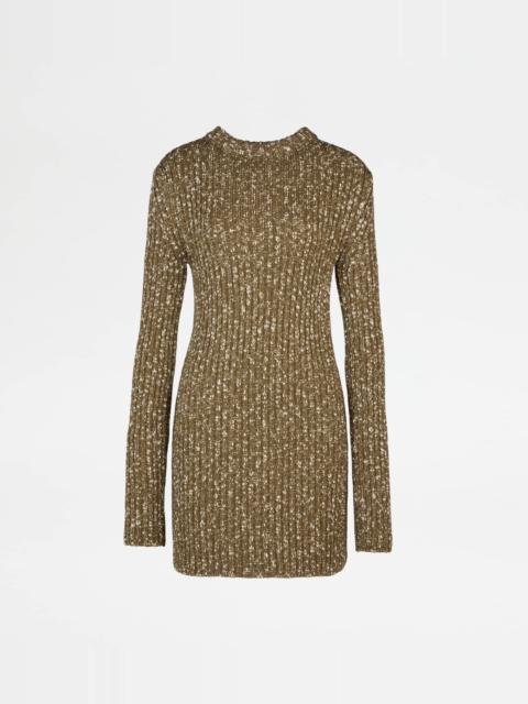 Tod's PULLOVER IN MOULINÉ KNIT - GREEN