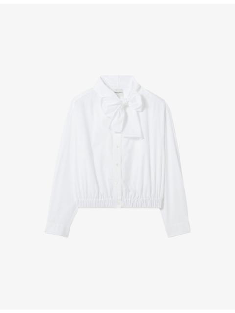 Claudie Pierlot Pussybow Long-Sleeved Cotton-Poplin Blouse