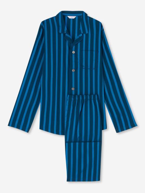 Derek Rose Men's Modern Fit Pyjamas Royal 218 Cotton Satin Navy