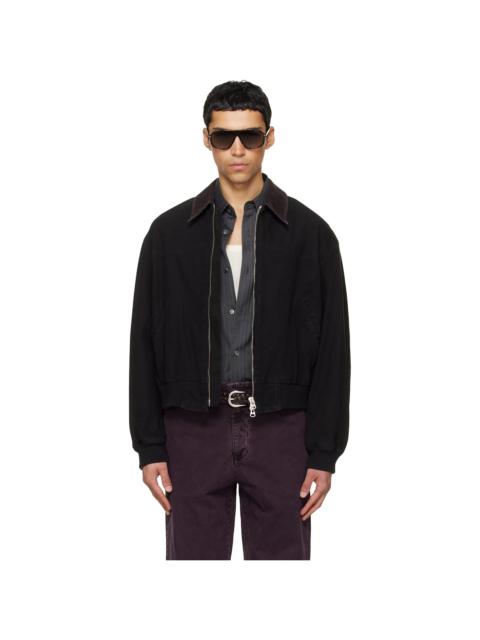 Tonywack Black Garment Washed Western Bomber Jacket